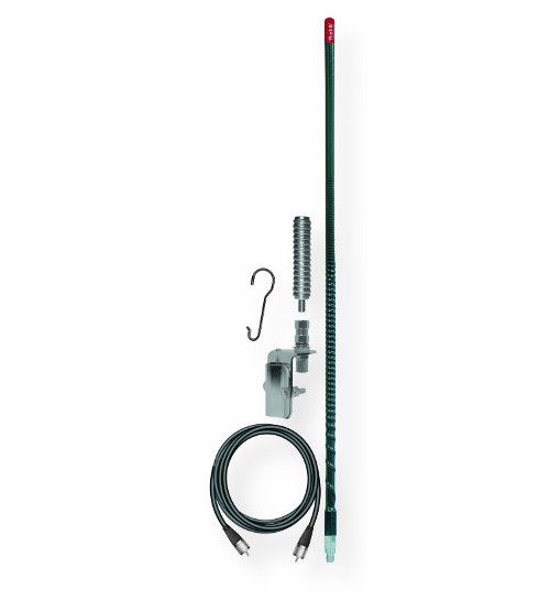 Firestik Model KW464A8A-B 4 foot, 400 Watt Single Mirror Mount CB Antenna Kit; 1 Fiberglass Antenna; 1 Mirror Mount with SO239 Connection; 18' Coax Cable with 2 PL259 Connectors; 1 Shock Spring; 1 Microphone Hanger; UPC 716414300031 (4 FOOT 400 WATT TRIM TO TUNE FIBERGLASS SINGLE MIRROR MOUNT CB ANTENNA KIT IN BLACK FIRESTIK-KW464A8A-B FIRESTIK KW464A8A-B FIREKW464A8AB)