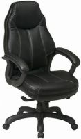 Office Star FL642-U6 Executive Faux Leather Chair, Thickly padded contoured cushions, Built-in lumbar support, One touch pneumatic seat height adjustment, Mid pivot knee tilt control, Adjustable tilt tension, Padded loop arms, 21.25"W x 20"D x 4.25"Thick Seat Size, 20.5"W x 28.25"H Back Size, Black Color (FL642 U6 FL642U6 FL 642 FL642 FL-642) 
