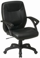 Office Star FL6431 Mid-Back Faux Leather Executive Desk Chair, Thickly padded contoured cushions, Built-in lumbar support, One touch pneumatic seat height adjustment, Locking knee tilt control, Adjustable tilt tension, Nylon padded loop arms, 21"W x 20"D x 3.5"Thick Seat Size, 21.5"W x 23.75"H x 3.5"Thick Back Size (FL-6431 FL 6431) 