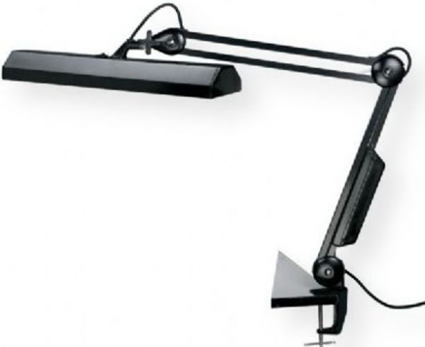 Alvin FL655-B Fluorescent Task Light, Black Color; All metal construction; Heavy-duty desktop mounting clamp that fits up to 2.5