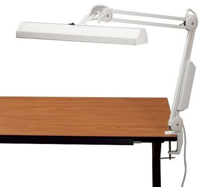 Alvin FL655-D White Fluorescent Task/Drafting Lamp, Extremely versatile and reliable task light features all metal construction and a heavy-duty desktop mounting clamp that fits up to 2.5
