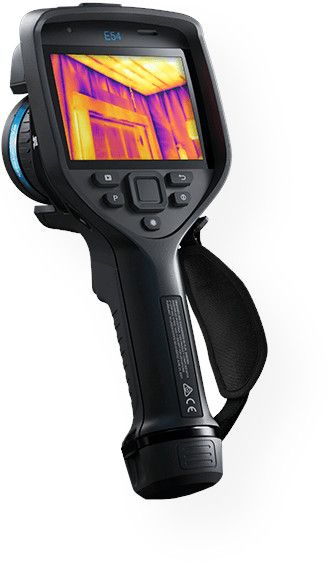 FLIR 84512-1201 Model E54-24 Advanced Thermal Camera, Black; Use FLIR 1-Touch Level/Span to instantly improve image contrast and highlight potential electrical or mechanical issues; Offers 3 spotmeters, and displays the max/min temperature within an area live, on-screen; UPC 845188022730  (FLIR845121201 FLIR 84512-1201 E54-24 THERMAL)