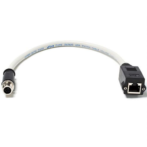 FLIR T911869ACC Ethernet Cable M12 to RJ45 for A400, A700 and GF77a Units, 1 ft; M12 to RJ45, X-coded ethernet cable; M12 to RJ45 connector type; Light grey finish; 1 ft length; For use with A400, A700 and GF77a Units; Dimensions: 1 x 1 x 1 inches; Weight: 1 pounds; UPC: 845188021757 (FLIRT911869ACC FLIRT T911869ACC CABLE ETHERNET) 