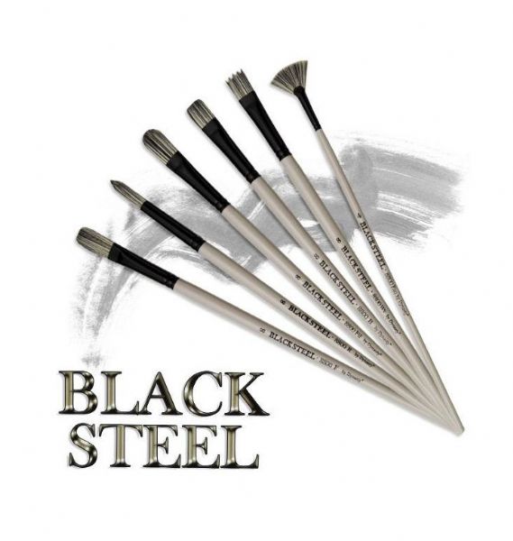 Dynasty FM22802 Black Steel Synthetic Oil/Acrylic Brush Bright 4; These long brushes feature the strength of bristle in a super strong synthetic; Strong enough to push heavy body mediums yet flexible enough for fluid stroke work; Water-resistant, matte slate gray barrels with anti-glare, matte black, chrome plated, double crimped Hollander ferrules; Series 8800; Bright, size 4; Shipping Weight 0.04 lb; UPC 018376228027 (DYNASTYFM22802 DYNASTY-FM22802 BLACK-STEEL-FM22802 ARTWORK)