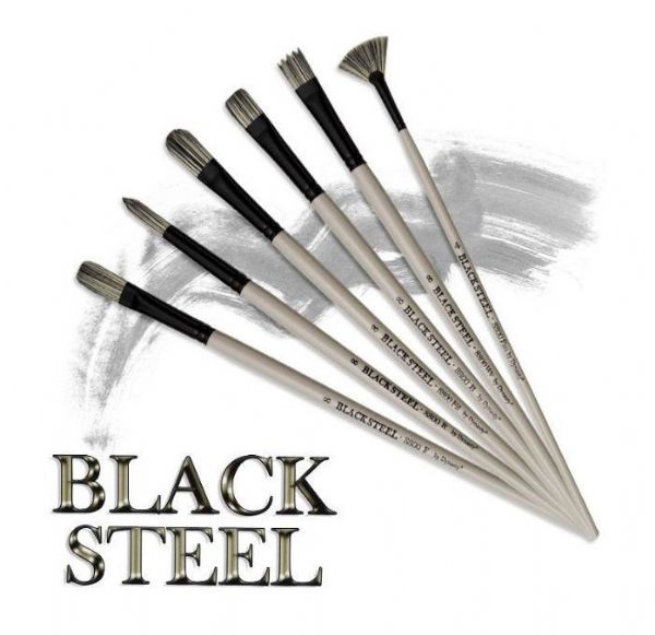 Dynasty FM22811 Black Steel Synthetic Oil/Acrylic Brush Flat 1; These long brushes feature the strength of bristle in a super strong synthetic; Strong enough to push heavy body mediums yet flexible enough for fluid stroke work; Water-resistant, matte slate gray barrels with anti-glare, matte black, chrome plated, double crimped Hollander ferrules; Series 8800; Flat, size 2; Shipping Weight 0.02 lb; UPC 018376228119 (DYNASTYFM22811 DYNASTY-FM22811 BLACK-STEEL-FM22811 ARTWORK)