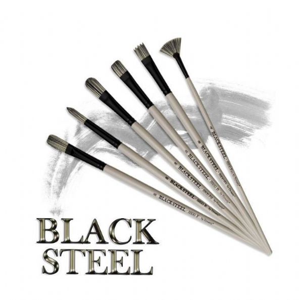 Dynasty FM22821 Black Steel Synthetic Oil/Acrylic Brush Round 2; These long brushes feature the strength of bristle in a super strong synthetic; Strong enough to push heavy body mediums yet flexible enough for fluid stroke work; Water-resistant, matte slate gray barrels with anti-glare, matte black, chrome plated, double crimped Hollander ferrules; Series 8800; Round, size 2; Shipping Weight 0.02 lb; UPC 018376228218 (DYNASTYFM22821 DYNASTY-FM22821 BLACK-STEEL-FM22821 ARTWORK)