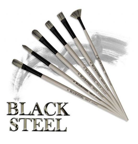 Dynasty FM22823 Black Steel Synthetic Oil/Acrylic Brush Round 6; These long brushes feature the strength of bristle in a super strong synthetic; Strong enough to push heavy body mediums yet flexible enough for fluid stroke work; Water-resistant, matte slate gray barrels with anti-glare, matte black, chrome plated, double crimped Hollander ferrules; Series 8800; Round, size 6; Shipping Weight 0.04 lb; UPC 018376228232 (DYNASTYFM22823 DYNASTY-FM22823 BLACK-STEEL-FM22823 ARTWORK)