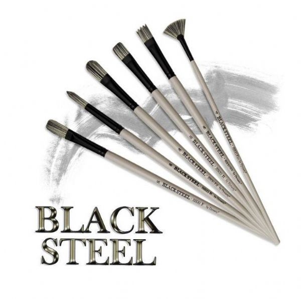 Dynasty FM22832 Black Steel Synthetic Oil/Acrylic Brush Filbert 4; These long brushes feature the strength of bristle in a super strong synthetic; Strong enough to push heavy body mediums yet flexible enough for fluid stroke work; Water-resistant, matte slate gray barrels with anti-glare, matte black, chrome plated, double crimped Hollander ferrules; Series 8800; Filbert, size 4; Shipping Weight 0.04 lb; UPC 018376228324 (DYNASTYFM22832 DYNASTY-FM22832 BLACK-STEEL-FM22832 ARTWORK)