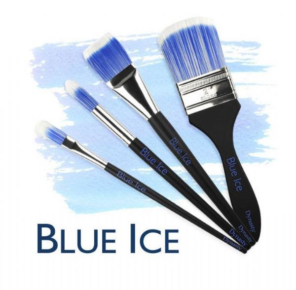 Dynasty FM23355 Blue Ice Flat Brush Size 1; Unique manufacturing technique creates a versatile brush of blended synthetic; Features strength and flexibility to move heavy mediums; Soft white tip maintains chisel and point creating detail work usually achieved by a finer brush; Smooth flow on small or large surfaces; For oils and acrylics; Unique manufacturing technique to create the blend; Fine detail for large surfaces; UPC 018376030040 (DYNASTYFM23355 DYNASTY-FM23355 BLUE-ICE-FM23355 ARTWORK)