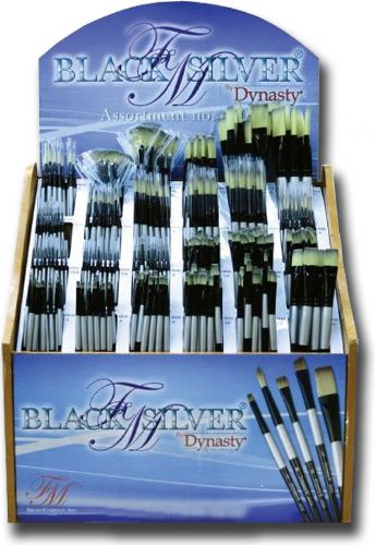 Dynasty FM4900D Black Silver, Blended Synthetic Watercolor Brush Display Assortment; Versatile, silver, blended synthetic bristles that are durable in performance and elegant in appearance; Features black ferrules and two-toned black and silver handles for an appealing brush (DYNASTYFM4900D DYNASTY FM4900D FM 4900D FM4900 D 4900 DYNASTY-FM4900D FM-4900D FM4900-D);