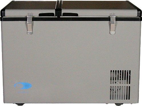 Whynter FM-62DZ Dual Zone Portable Freezer, Capacity: 62 Qt. - 26 Qt. Small Zone / 34 Qt. Large Zone capacity, 2 Bulk Storage Baskets, 2.07 cu. Ft. Freezer Capacity, Adjustable temperature range -8F to 50F, Operates as a refrigerator or freezer or both, LED temperature control and display, Functions even when tilted 30, Tough and solid outer casing with side handles, Floor drain for each compartment, UPC 850956003101 (FM-62DZ FM 62DZ FM62DZ)