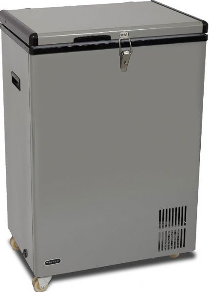 Whynter FM-951GW Portable Refrigerator/Freezer in Gray, 95 qt. Capacity, 1 Bulk Storage Baskets, 3.17 cu. Ft. Freezer Capacity, Operates as a refrigerator or freezer, Compressor cooling system, Fast freeze mode rapidly cools to -6F, LED temperature display, Open-door warning system, Power low indicator, Insulated lid and walls, 1 removable wire basket, Interior lights, UPC 850956003651 (FM-951GW FM 951GW FM951GW)