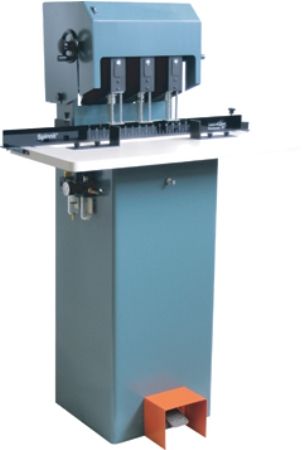Lassco FMMP-3 Spinnit Pneumatic Lift Paper Drill, 2 drilling capacity, Table size 15 x 32, Base footprint 15 x 15, Table height 35-1/2, Motor 4/4 HP, 115 Volts, The most versatile, compact, and affordable fully automatic 3 spindle drill on the market today, Pneumatic powered drill provides continuous drilling by foot pedal control, Movable head (FMMP3 FMM-P3 FM-MP3 F-MMP3)