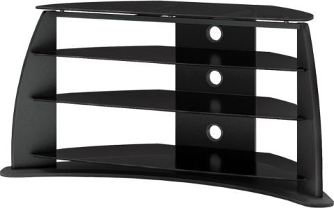 Corporate Images FP-4000 Florence Collection 51-Inch Wide Flat Panel TV Stand, Black lacquer finish, Recommended TV size: 40 - 50, Tinted tempered glass top and shelves, Cable management system, Dimensions: 24