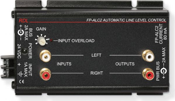 RDL RDL-FPALC2 Flat Pak Series Automatic Level Control, Stereo, RCA Jacks; Consistent levels from variable sources; Split band AGC for audio transparency; Self adjusting attack and release; AGC with simple single control setup; Level control range greater than 20 dB; Gated control to avoid level seeking; Convenience of RDL FLAT-PAKs; UPC 813721012548 (FPALC2 FPAL-C2 FPALC-2 RDLFPALC2 RDLFPAL-C2 RDLFP-ALC2 BTX)