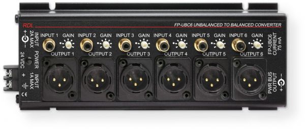 RDL RDL-FPUBC6 Flat Pak Series Unbalanced to Balanced Converter With 6 Channels; Unbalanced to balanced audio conversion; 6 channel conversion with gain trim; Connectorized audio converter; Low noise and low distortion conversion; Cabinet, shelf or rack mounting; Convenience of RDL Flat Pak; UPC 813721012425 (FPUBC6 FPU-BC6 FPUBC-6 RDLFPUBC6 RDLFPU-BC6 RDLFPUBC-6 BTX)