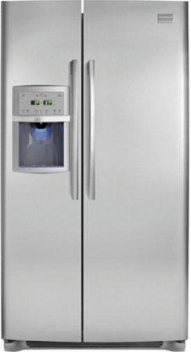 Frigidaire FPUS2686LF Professional Series 26 cu. ft. Side By Side Refrigerator, 16.5 cu. ft. Fresh Food Capacity, 9.5 cu. ft. Freezer Capacity, 2 One-Gallon Clear Adjustable Door Bins, 2 Two-Liter Clear Fixed Door Bins, 2 Silver Non-slip Bin Liners, Clear dairy door Dairy Compartment , 2 SpillSafe Sliding Shelves, 1 SpillSafe Fixed Shelves, Stacked Chill Meat/Deli Drawer, Silver Drawer Trim Color (FPUS2686LF FPUS-2686LF FPUS 2686LF FPUS2686-LF FPUS2686 LF)