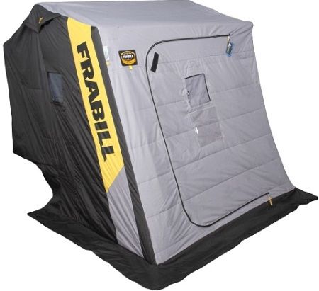Frabill 7080 Thermal Predator Ice Shelter, Fishes 2 to 3 Anglers + Gear, NorpacR2 Fabric with ThinsulateTM FR Insulation by 3M, Rugged Roto-Molded Sled Base, Two (2) Deluxe Swivel Boat Seats, Front & Rear Zippered Doors, MaxVent Air Exchange System, Set-Up 95