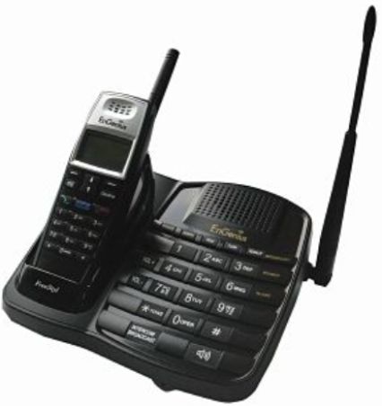 EnGenius FREESTYL1 Slim Design Long Range Cordless Phone System, 4-line Backlit Display, 6 floors in-building penetration, 25,000 sq. ft. of facility coverage, 10 acres of property, open land coverage, Single Line (1-ports / line per base unit), Multiple handsets (up to 9 per base unit), Built in 2-Way Radio between handsets (FREE-STYL1 FREE STYL1 FREESTYL FREESTYL-1)