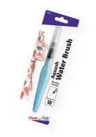 Pentel FRHMHBP Aquash Fine Point Water Brush Flat Tip; Use with watercolor crayons to blend and soften artwork; Durable tip holds its point while the controlled application of water allows bold colors to subtle tints; Flattened large barrel keeps brush from rolling off surface; Shipping Weight 0.31 lb; Shipping Dimensions 1.00 x 2.38 x 7.38 in; UPC 072512261569 (PENTELFRHMHBP PENTEL-FRHMHBP AQUASH-FRHMHBP ARTWORK PAINTING) 