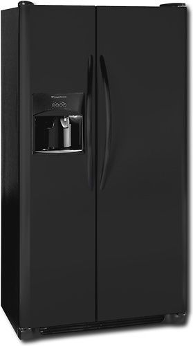 Frigidaire FRS3HF6JB Standard Depth 22.6 Cu. Ft. Side by Side Refrigerator, Black, UltraSoft Doors and Handles, 4 Button Ice and Water Dispenser, 1 Humidity Control, 2 Adjustable Clear Gallon Door Bins, 2 Fixed Clear 2-Liter Door Bins, 3 SpillSafe Glass Shelves, Clear Crispers (FRS-3HF6JB FRS 3HF6JB FRS3HF6J FRS3HF6)