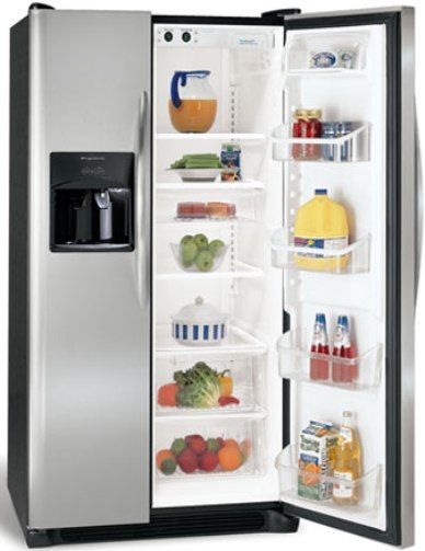 Frigidaire FRS3HF6JSB Standard Depth 22.6 Cu. Ft. Side by Side Refrigerator, Stainless Steel, UltraSoft EasyCare Genuine Stainless Steel Doors, Stainless Steel Handles, 4 Button Ice and Water Dispenser, 2 Adjustable Clear Gallon Door Bins 2 Fixed Clear 2-Liter Door Bins (FRS-3HF6JSB FRS 3HF6JSB FRS3HF6JS FRS3HF6J)