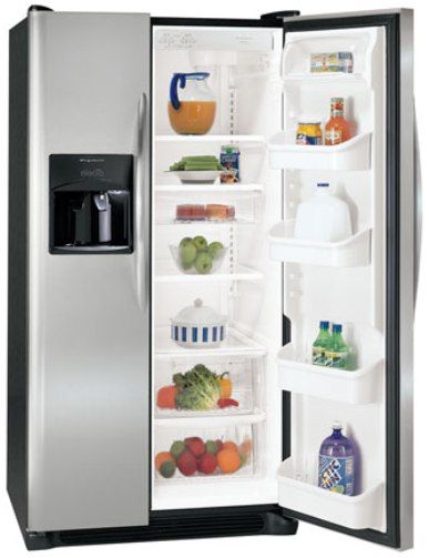 Frigidaire FRS3HR5JSB Standard Depth 22.6 Cu. Ft. Side by Side Refrigerator, Stainless Steel, UltraSoft Stainless Steel Doors, Stainless Steel Handles, 4 Button Ice and Water Dispenser, 1 Humidity Control, 2 Adjustable White Gallon Door Bins, 2 Fixed White 2-Liter Door Bins(FRS-3HR5JSB FRS 3HR5JSB FRS3HR5JS FRS3HR5J FRS3HR5)