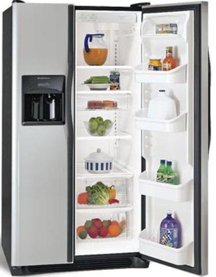 Frigidaire FRS3R5ESB Side-by-Side Refrigerator with 3 Glass Shelves, 1 Humidity Control and External 4 Button Ice/Water Dispenser, Electromechanical Controls, 3 SpillSafe Glass Shelves, Clear Deli Drawer, 2 Clear Crispers, 1 Humidity Control, Clear Dairy Door, 2 Adj. Gallon White Bins, 2- 2-Liter Fixed White Bins (FRS-3R5ESB FRS 3R5ESB)