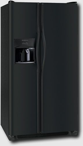 Frigidaire FRS6HR5JB Side by Side 26 Cu. Ft. Standard Depth Refrigerator, Black, UltraSoft Color-Coordinated Textured Doors, 4 Button Ice and Water Dispenser, Dispenser - Crushed, Dispenser - Cubes, Dispenser - Water, 1 Humidity Control, 2 Adjustable White Gallon Door Bins (FRS-6HR5JB FRS 6HR5JB FRS6HR5J FRS6HR5)
