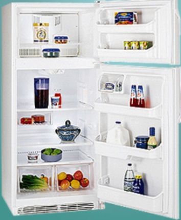 Frigidaire FRT18HS6DW op Freezer Refrigerator, 18.2 CuFt, 2 Full-Width Sliding Glass SpillSafe Shelves- White, Twin Clear Crispers with Humidity Controls, Clear Deli Drawer, 1 Clear Dairy Compartment (FRT 18HS6DW     FRT-18HS6DW) 