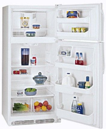 Frigidaire FRT18S6AQ  Top Freezer Refrigerator with 2 Sliding Glass Shelves & 2 Clear Crispers, 18.2 Cu. Ft,  Bisque Color,  2 Sliding SpillSafe Glass Shelves, 3 Fixed White Door Bins,  2 Clear Crispers, 2 Humidity Controls, 2 Fixed White Door Bins, 1 Full-Width Shelf  (FRT18S6AQ FRT 18S6AQ)