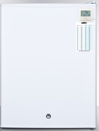 Summit FS30LPLUS Compact Manual Defrost All-freezer for Medical/General Purpose Use with External Traceable Thermometer and Factory Installed Lock, White Cabinet, 1.8 cu.ft. Capacity, RHD Right Hand Door Swing, Adjustable thermostat, Removable shelves, Flat door liner, One piece interior liner, 34.5