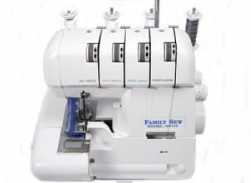 Familiy Sew FS320 Family Sew  EASY FRONT Overlock/Serger; Easy accessible treading w/ built-in needle cushion; Needle Threader, recessed & swing cutter; Seam guide, thread cutter, auto tension release; Complete accessory set; Labeled and Numbered Guide; Built-in handle and light for convenience; Adjustable stitch length and trim catcher; Presser foot pressure dial (FS320 FS320 FS320)