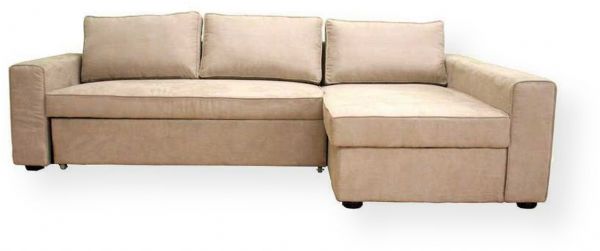 Wholesale Interiors FS63853 Klaus Microfiber Convertible Sofa, 58 inch deep x 36 inch wide Chaise, 62 inch wide x 34 inch deep Sofa, 50 x 26 x 9 Chaise inner storage, 17.5 inch Seat height, 24 inch height and 7 inch width, Beige microfiber upholstery, High density polyurethane foam cushioning, Hidden compartment conceals additional cushion for conversion into a bed, UPC 878445007485 (FS63853 FS-63853 FS 63853)