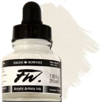 FW 160029011 Liquid Artists', Acrylic Ink, 1oz, White; An acrylic-based, pigmented, water-resistant inks (on most surfaces) with a 3 or 4 star rating for permanence, high degree of lightfastness, and are fully intermixable; Alternatively, dilute colors to achieve subtle tones, very similar in character to watercolor; UPC N/A (FW160029011 FW 160029011 ALVIN ACRYLIC 1oz WHITE) 