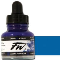 FW 160029119 Liquid Artists', Acrylic Ink, 1oz, Rowney Blue; An acrylic-based, pigmented, water-resistant inks (on most surfaces) with a 3 or 4 star rating for permanence, high degree of lightfastness, and are fully intermixable; Alternatively, dilute colors to achieve subtle tones, very similar in character to watercolor; UPC N/A (FW160029119 FW 160029119 ALVIN ACRYLIC 1oz ROWNEY BLUE) 