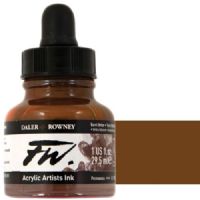 FW 160029223 Liquid Artists', Acrylic Ink, 1oz, Burnt Umber; An acrylic-based, pigmented, water-resistant inks (on most surfaces) with a 3 or 4 star rating for permanence, high degree of lightfastness, and are fully intermixable; Alternatively, dilute colors to achieve subtle tones, very similar in character to watercolor; UPC N/A (FW160029223 FW 160029223 ALVIN ACRYLIC 1oz BURNT UMBER) 