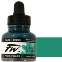 FW 160029326 Liquid Artists', Acrylic Ink, 1oz, Dark Green; An acrylic-based, pigmented, water-resistant inks (on most surfaces) with a 3 or 4 star rating for permanence, high degree of lightfastness, and are fully intermixable; Alternatively, dilute colors to achieve subtle tones, very similar in character to watercolor; UPC N/A (FW160029326 FW 160029326 ALVIN ACRYLIC 1oz DARK GREEN) 