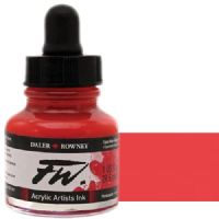 FW 160029517 Liquid Artists', Acrylic Ink, 1oz, Flame Red; An acrylic-based, pigmented, water-resistant inks (on most surfaces) with a 3 or 4 star rating for permanence, high degree of lightfastness, and are fully intermixable; Alternatively, dilute colors to achieve subtle tones, very similar in character to watercolor; UPC N/A (FW160029517 FW 160029517 ALVIN ACRYLIC 1oz FLAME RED) 