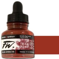 FW 160029554 Liquid Artists', Acrylic Ink, 1oz, Red Earth; An acrylic-based, pigmented, water-resistant inks (on most surfaces) with a 3 or 4 star rating for permanence, high degree of lightfastness, and are fully intermixable; Alternatively, dilute colors to achieve subtle tones, very similar in character to watercolor; UPC N/A (FW160029554 FW 160029554 ALVIN ACRYLIC 1oz RED EARTH) 
