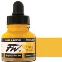 FW 160029607 Liquid Artists', Acrylic Ink, 1oz, Brilliant Yellow; An acrylic-based, pigmented, water-resistant inks (on most surfaces) with a 3 or 4 star rating for permanence, high degree of lightfastness, and are fully intermixable; Alternatively, dilute colors to achieve subtle tones, very similar in character to watercolor; UPC N/A (FW160029607 FW 160029607 ALVIN ACRYLIC 1oz BRILLIANT YELLOW) 