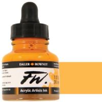 FW 160029643 Liquid Artists', Acrylic Ink, 1oz, Indian Yellow; An acrylic-based, pigmented, water-resistant inks (on most surfaces) with a 3 or 4 star rating for permanence, high degree of lightfastness, and are fully intermixable; Alternatively, dilute colors to achieve subtle tones, very similar in character to watercolor; UPC N/A (FW160029643 FW 160029643 ALVIN ACRYLIC 1oz INDIAN YELLOW) 