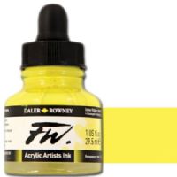 FW 160029651 Liquid Artists', Acrylic Ink, 1oz, Lemon Yellow; An acrylic-based, pigmented, water-resistant inks (on most surfaces) with a 3 or 4 star rating for permanence, high degree of lightfastness, and are fully intermixable; Alternatively, dilute colors to achieve subtle tones, very similar in character to watercolor; UPC N/A (FW160029651 FW 160029651 ALVIN ACRYLIC 1oz LEMON YELLOW) 