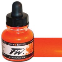 FW 160029653 Liquid Artists', Acrylic Ink, 1oz, Fluorescent Orange; An acrylic-based, pigmented, water-resistant inks (on most surfaces) with a 3 or 4 star rating for permanence, high degree of lightfastness, and are fully intermixable; Alternatively, dilute colors to achieve subtle tones, very similar in character to watercolor; UPC N/A (FW160029653 FW 160029653 ALVIN ACRYLIC 1oz FLUORESCENT ORANGE)Q 