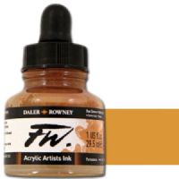 FW 160029667 Liquid Artists', Acrylic Ink, 1oz, Raw Sienna; An acrylic-based, pigmented, water-resistant inks (on most surfaces) with a 3 or 4 star rating for permanence, high degree of lightfastness, and are fully intermixable; Alternatively, dilute colors to achieve subtle tones, very similar in character to watercolor; UPC N/A (FW160029667 FW 160029667 ALVIN ACRYLIC 1oz RAW SIENNA) 
