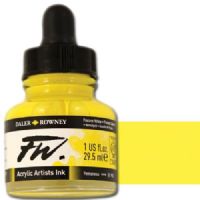 FW 160029675 Liquid Artists', Acrylic Ink, 1oz, Process Yellow; An acrylic-based, pigmented, water-resistant inks (on most surfaces) with a 3 or 4 star rating for permanence, high degree of lightfastness, and are fully intermixable; Alternatively, dilute colors to achieve subtle tones, very similar in character to watercolor; UPC N/A (FW160029675 FW 160029675 ALVIN ACRYLIC 1oz PROCESS YELLOW) 