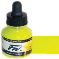 FW 160029681 Liquid Artists', Acrylic Ink, 1oz, Fluorescent Yellow; An acrylic-based, pigmented, water-resistant inks (on most surfaces) with a 3 or 4 star rating for permanence, high degree of lightfastness, and are fully intermixable; Alternatively, dilute colors to achieve subtle tones, very similar in character to watercolor; UPC N/A (FW160029681 FW 160029681 ALVIN ACRYLIC 1oz FLUORESCENT YELLOW) 