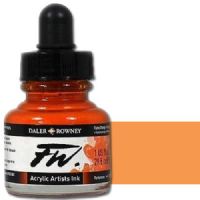 FW 160029687 Liquid Artists', Acrylic Ink, 1oz, Flame Orange; An acrylic-based, pigmented, water-resistant inks (on most surfaces) with a 3 or 4 star rating for permanence, high degree of lightfastness, and are fully intermixable; Alternatively, dilute colors to achieve subtle tones, very similar in character to watercolor; UPC N/A (FW160029687 FW 160029687 ALVIN ACRYLIC 1oz FLAME ORANGE) 
