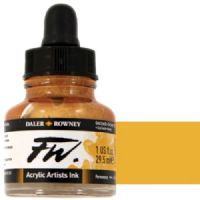 FW 160029701 Liquid Artists', Acrylic Ink, 1oz, Gold; An acrylic-based, pigmented, water-resistant inks (on most surfaces) with a 3 or 4 star rating for permanence, high degree of lightfastness, and are fully intermixable; Alternatively, dilute colors to achieve subtle tones, very similar in character to watercolor; UPC N/A (FW160029701 FW 160029701 ALVIN ACRYLIC 1oz GOLD) 