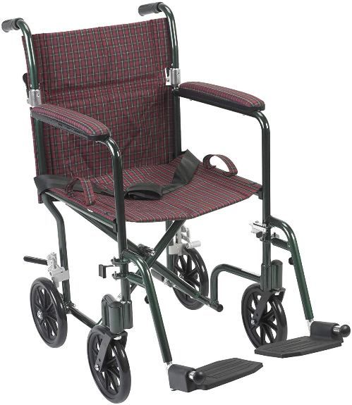 Drive Medical FW17BG Flyweight Lightweight Folding Transport Wheelchair, 17